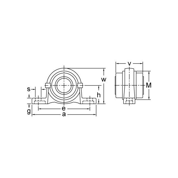 SINGLE ROW BALL BEARING, 30MM EXTRA NARROW ECC COLL PILLOW BLOCK 2 OPEN COVERS